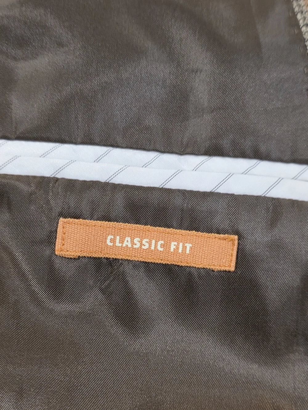 48R Men's Haggar Classic Fit Blazer Brown Houndstooth Orange Accent Sport Coat